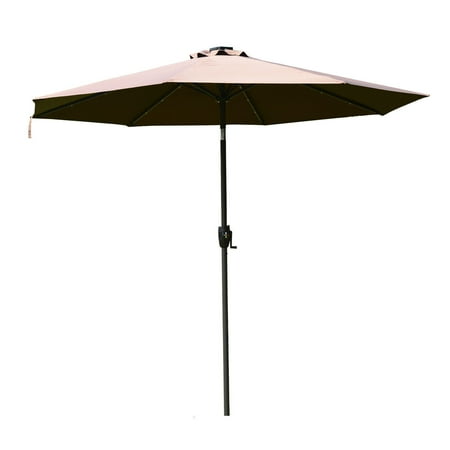 Ghp 9 Coffee Polyester Cloth Crank Tilt Patio Umbrella With Solar Ghp 9 Coffee Polyester Cloth Crank Tilt Patio Umbrella With Solar Multic Color Leds