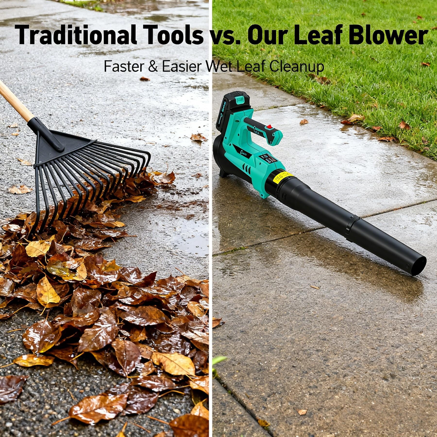 Memoryfield Cordless Leaf Blower, 550 CFM 130 MPH Electric Blower with 2×2.0Ah Batteries & Charger, 3-Speed Modes, Lightweight for Lawn Care, Patio, Dust & Leaves, Blue