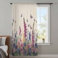 thumbnail image 3 of Watercolor Flowers Sheer Curtains 45 Inches Long, Retro Botanical Blooms Floral Butterfly Light Filering Curtains, Breathable Simi Curtain Privacy Drapes for Kitchen Bathroom Small Window Treatment, 3 of 9