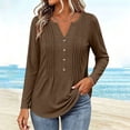 thumbnail image 5 of SETOOFF Womens V Neck Henley Pleated Pullover Long Sleeve Shirts Loose Fit Lightweight Tunic Blouses for Women Dressy Casual Work Business Casual Dailywear Fashion, 5 of 7