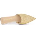 thumbnail image 4 of BLISSFUL STEP Women's Glitter Pointed Toe Slide Flats Mules, 4 of 5