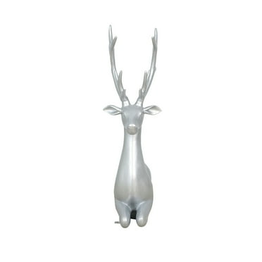 Universal Statues Commercial Sitting Reindeer Fiberglass Outdoor Christmas Decoration - 54" - Silver