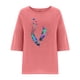 thumbnail image 3 of Camiseta de Manga Corta de la Mujer Casual Cuello Redondo Impresión Superior, Camiseta Ligera para Diario, Fiesta Y Todas las Estaciones, 3 of 4
