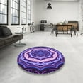 thumbnail image 3 of Ahgly Company Indoor Round Patterned Indigo Purple Area Rugs, 7' Round, 3 of 6