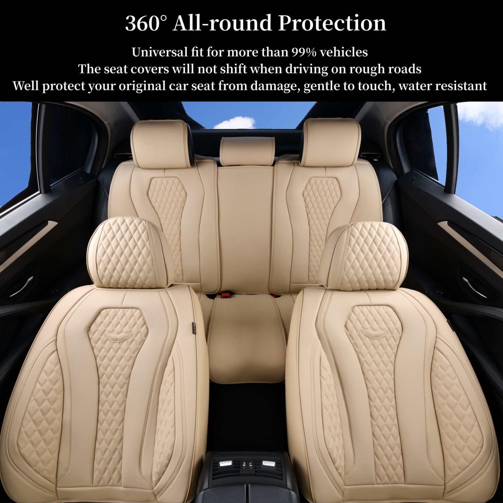 🔥🔥🔥 Coverado 2 Pieces Car Seat Cushion Faux Leather&Fabric Oval
