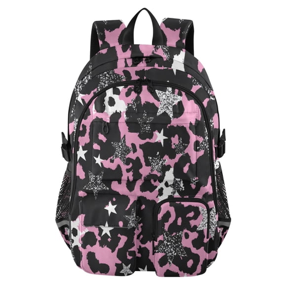 DIXRUYEE and Black with White Pattern Backpack for School 14”Laptop Compatible with Reflective Safety Strips