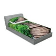 thumbnail image 2 of Ambesonne Nature Fitted Sheet & Pillow Sham Set, Pathway Stream Jungle, Twinxl, Brown Green, 2 of 2