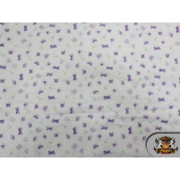 Polycotton Printed BUTTERFLY PURPLE Fabric / 60" Wide / Sold by the Yard