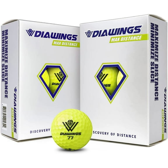 DIAWINGS MAX DISTANCE GOLF BALL YELLOW 12 Balls