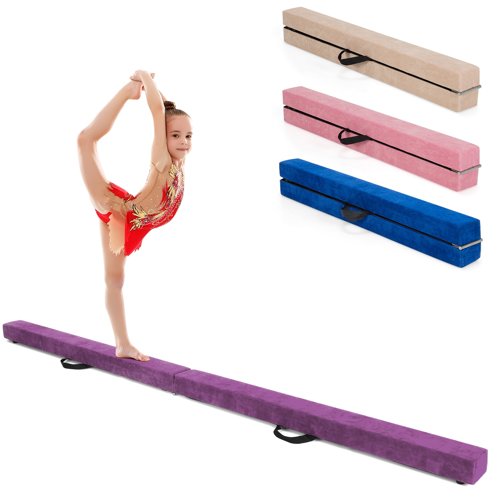 Infans 7FT Folding Gymnastic Beam, Portable Floor Balance Beam w