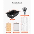 thumbnail image 3 of KFFKFF 33 inch Kitchen Sink Workstation, Top Mount Granite Sinks, Drop-In Single Bowl Farmhouse Basin with Multiple Accessories, Household Dishwasher Sink for RV, Prep Kitchen, and Bar (Black), 3 of 9