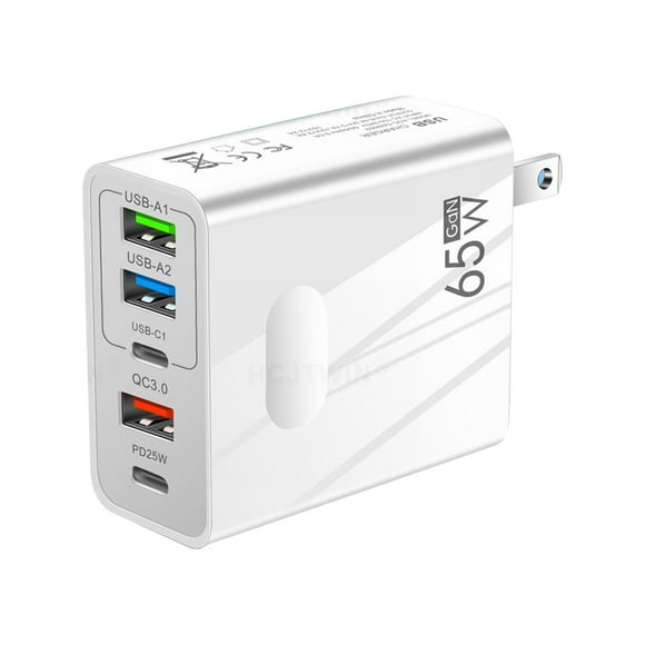 Cargador de teléfono móvil 36W 5V 3.1A PD3.0 QC3.0 adaptador de carga rápida | 3 puertos USB-A + 1 puerto Tipo-C | Enchufe US multipuerto | Cargador de pared para teléfonos, tabletas y relojes