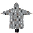 thumbnail image 2 of Oversized Wearable Blanket Hoodie,Gray Christmas Tree Pattern Sherpa Blanket Hoodie with Super Pockets,Super Warm Fuzzy Pullover for Women & Men, 2 of 6
