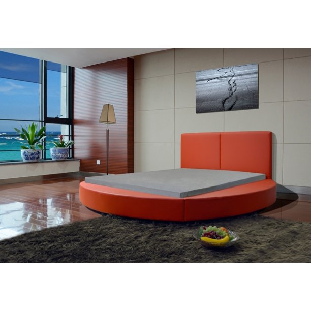 Greatime B1159 Modern Round Shape Platform Bed, Queen, Red Walmart