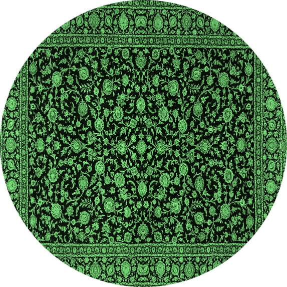 Ahgly Company Indoor Round Persian Emerald Green Traditional Area Rugs, 8' Round
