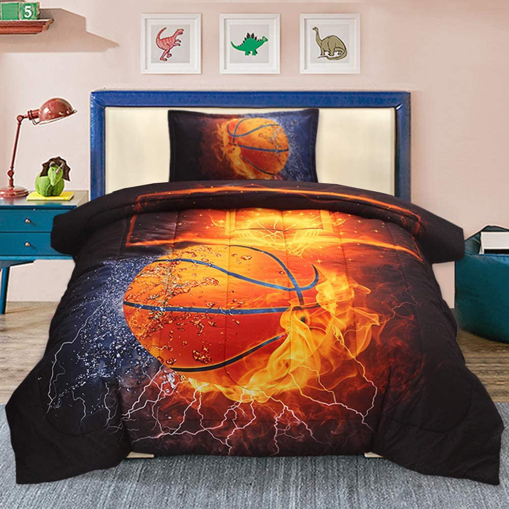 Twin Size Basketball Comforter Sets  4-Pieces Sports Bedding 