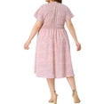 thumbnail image 4 of GRACE & GRANDEUR Vestido Floral de Talla Grande para Mujeres, Chifón Boho, Cuello en V, Mangas Cortas con Volantes, Cintura Fruncida, Vestidos Midi de Verano 2X Rosa, 4 of 8