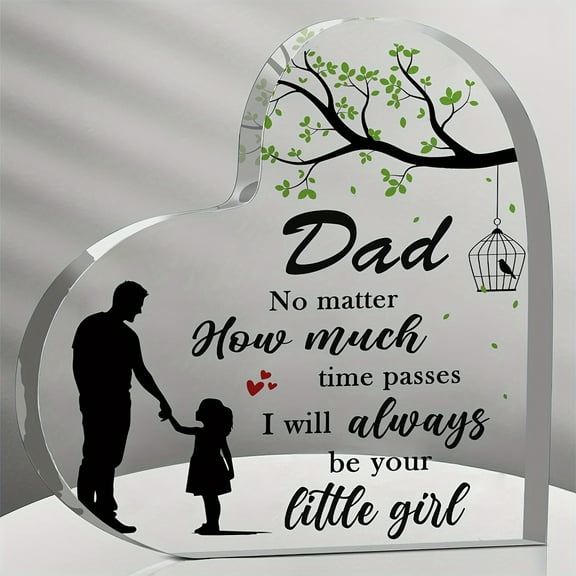 Cherished Dad Heart-Shaped Acrylic Plaque - Perfect Birthday, Father'S Day Gift From Daughter, Desktop Decor