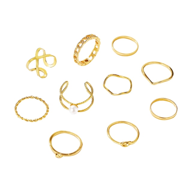 10x anillos de apibles punk, juego de anillos de articudo vintage liso geométrico, joyería para Sunnimix Anillos de articulación para nudillos