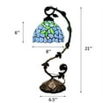thumbnail image 6 of Tiffany Table Lamp Blue Stained Glass Green Leaves Iron Metal Leaves Bronze Base For Living Room Dining room Bedroom Bedside 21"H, 6 of 6