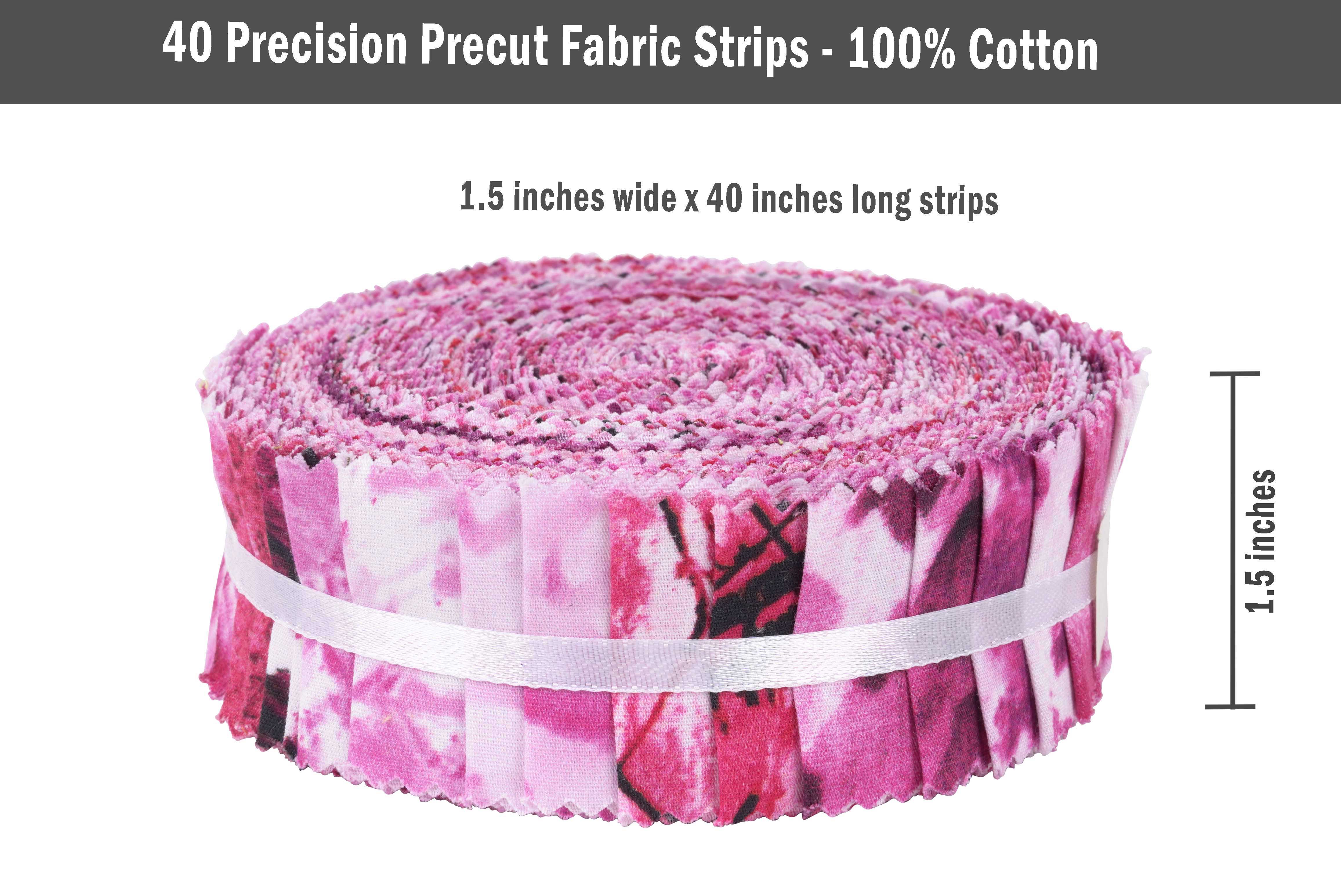 Soimoi 40Pcs Tie Dye Print Precut Fabrics Strips Roll Up 1.5x42inches Cotton Jelly Rolls For Quilting - Purple