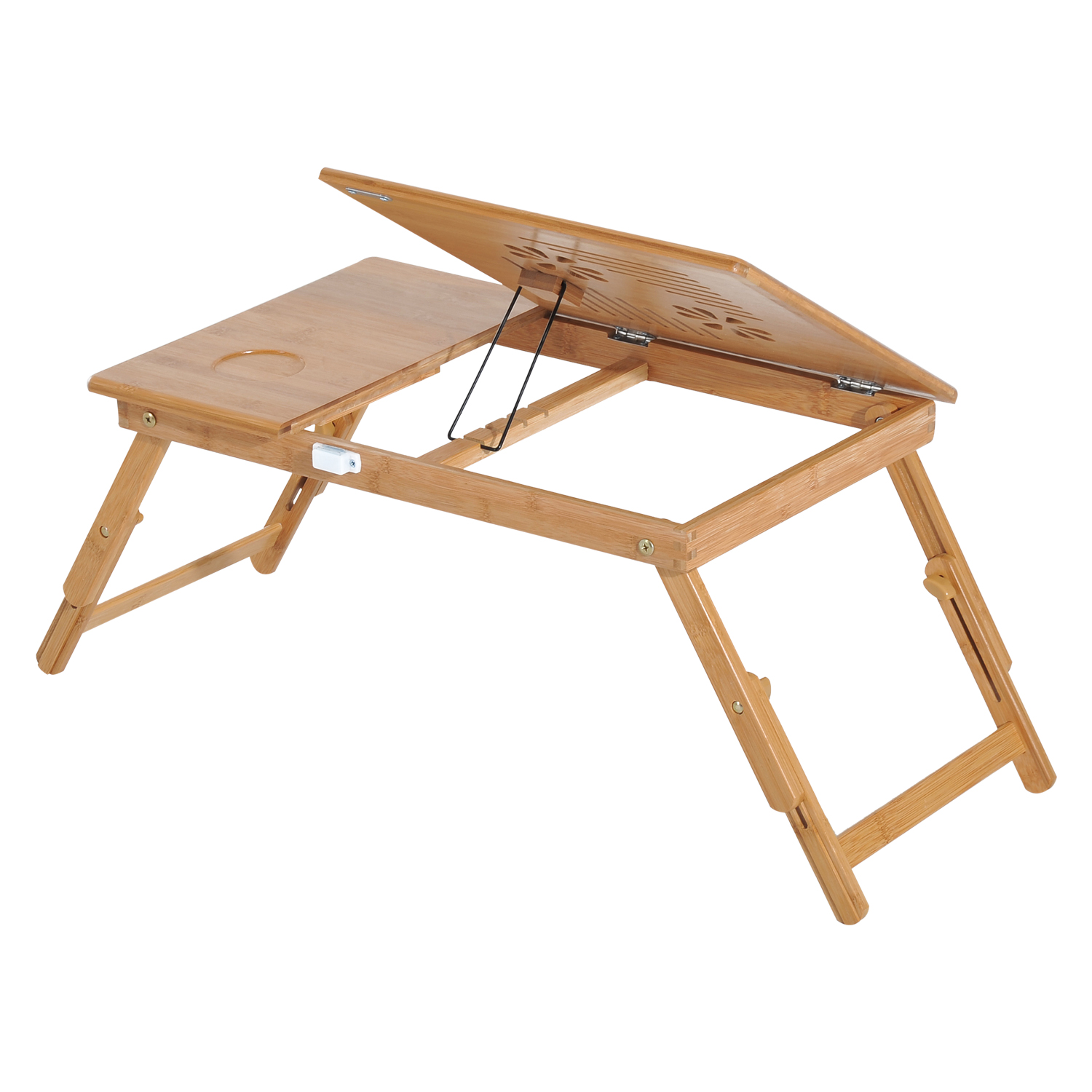 Foldable Bamboo Wood Laptop Stand Notebook Desk Table with Drawer
