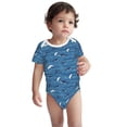 thumbnail image 2 of Yiaed Sharks on White Blue Striped Print Infant Climbing Short Sleeve Onesie One-Piece Baby Bodysuit Clothes 0-12 Months -9M, 2 of 6