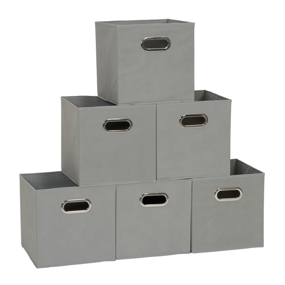 Set de 6 cubos plegables para almacenamiento Household Essentials, color gris