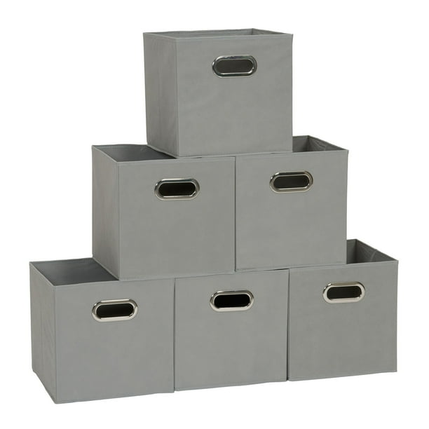 Set de 6 cubos plegables para almacenamiento Household Essentials, color gris