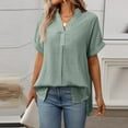 thumbnail image 6 of ZyeKqe Tops for Women Trendy Short Sleeve Work Shirts Dressy Casual V Neck Loose Fitted Business Top Blouses, 6 of 7