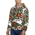 thumbnail image 3 of Wukai Rabbits on Floral Print Men Hoodies Fleece Sweatshirts Long Sleeve Sweaters Pullover Fall Outfits Winter Clothes-Large, 3 of 7