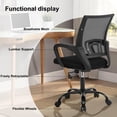 thumbnail image 3 of CL.HPAHKL Ergonomic Desk Chair, Mid-Back Mesh Office Chair with Wheels, Rolling Swivel Computer Task Chair for Home Office, Fixed Armrests, Tilt & Height Adjustable, Black, 3 of 7