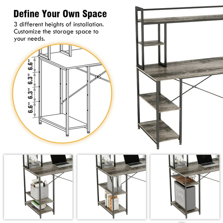 Dropship 47.2 Computer Desk With 5 Storage Shelves, Modern Study Writing  Desk For Small Spaces Gaming Desk, Multipurpose Student Learning Table  Workstation For Home Office, Easy Assembly (Oak White) to Sell Online