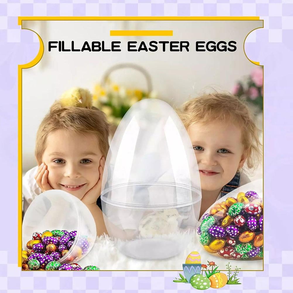 5 Pack 4.7 Inch Clear Plastic Easter Eggs, Large Transparent Empty Fillable Eggs for DIY Decor, Bulk Surprise Eggs for Easter Basket Stuffers Party Favors