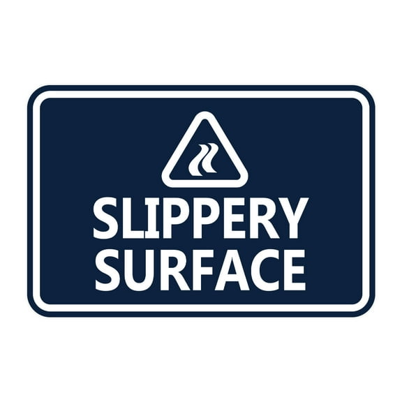 Signs ByLITA Classic Framed Slippery Surface Durable ABS Plastic | Laser Engraved | Easy Installation | Elegant Design Sign (Navy Blue / White) - Large