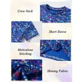 thumbnail image 5 of Happy Cherry Girls Metallic Short Sleeve Crop Top with Pleated Skirt Set Kids Shiny Dancewear Performance Sparkly Dance Outfits 2 Pieces7-8 Years Blue, 5 of 6