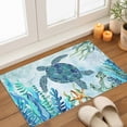 thumbnail image 3 of Summer Teal Indoor Door Mat 16x24 Inch Sea Turtle Seaweed Nautical Marine Life Blue Front Door Mat Non Slip Washable Entryway Rug Low Profile Dirt Trapper Doormat for Bathroom Kitchen Bedroom, 3 of 9