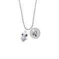 thumbnail image 2 of Delight Jewelry Resin White Snow Owl Silvertone Script Initial Disc - V - Charm Necklace, 20"+3", 2 of 4