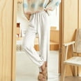 thumbnail image 2 of Womens Plus Size Pants Flannel Casual Stylish Elastic Waist Pant Winter Solid Color Warm Loose Trousers for Women White XL, 2 of 5