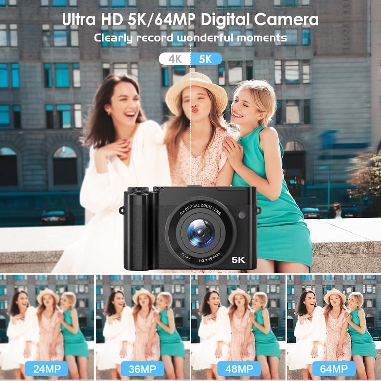 ACTITOP, Digital Camera, 5K, 64MP, 6X Optical Zoom - Walmart.com