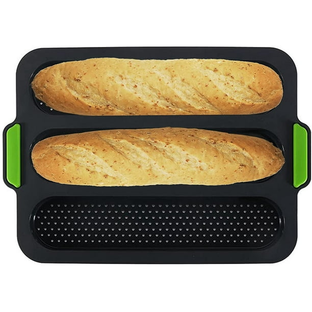 3 grid French Bread Baguette Pan Mold Non-Stick Wave Loaf Bake Baking Mould NEW