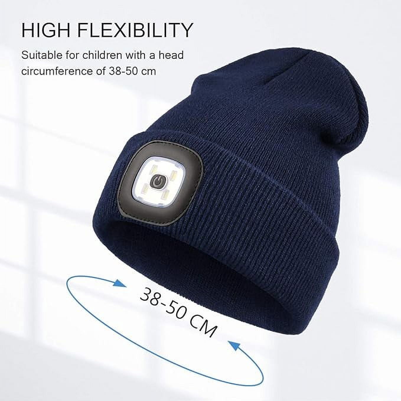 Beanie with Light for Kids, USB Rechargeable Hands Free LED 