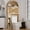 Wicker Door/Wood Color, variant on HARIPUL Over The Toilet Storage Cabinet w/ Unique Wood Grain & Arc Design, Freestanding Bathroom Shelf Organizer Space Saver w/ Doors & Anti-Tip Device, Coffee Color