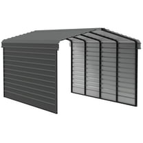 Arrow 12 x 20 x 9 ft Charcoal Steel Carport With 2 Side Wall Kit
