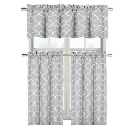 - Regal Home Collections Shabby Chic Rod Pocket Trellis Lattice Window Valance - Gray