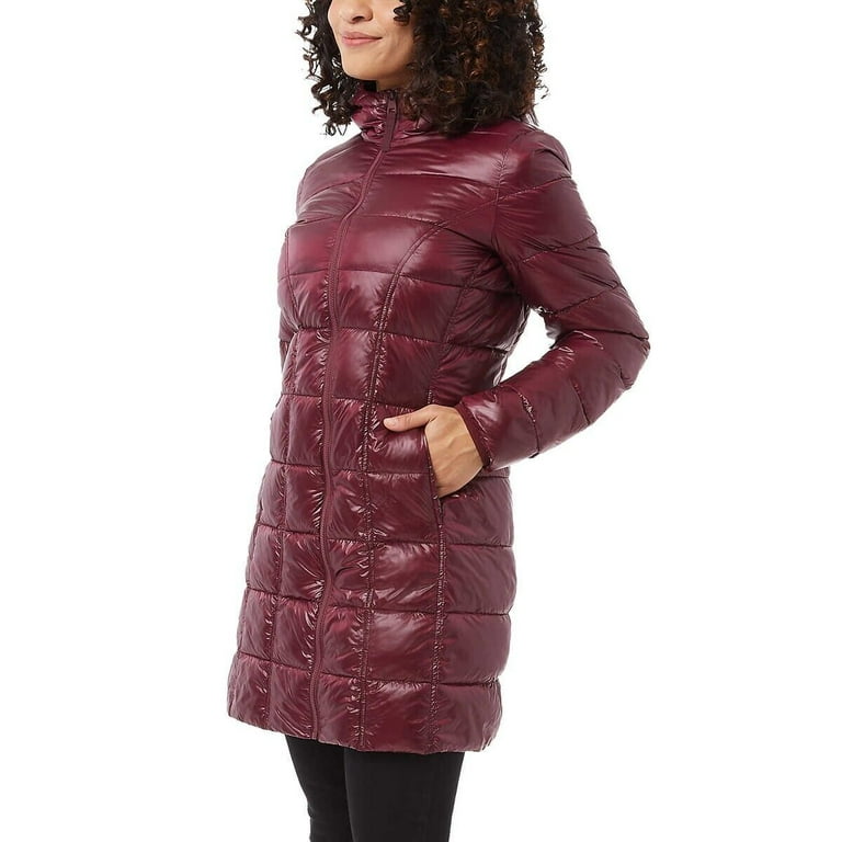 Aventure Ladies 3 4 Length Puffer Jacket Coat Maroonish Small Walmart