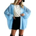 thumbnail image 2 of Karymi Summer Tops for Women 2026 Sheer Chiffon Cardigan, Oversized Lantern Long Sleeve Lightweight Beach Bikini Cover Up Open Front Top Going Out Tops for Women, 2 of 6
