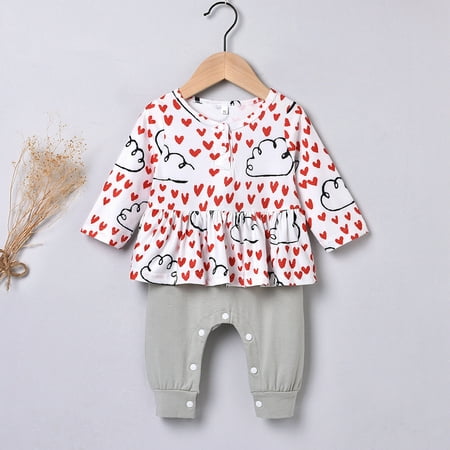 

Simplmasygenix Infant Jumpsuit Clearance Travel Essentials Baby Girls Valentines Love Cloud Print Romper Jumpsuit Clothes