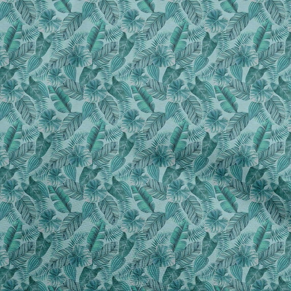 oneOone Viscose Chiffon Dark Teal Green Fabric Tropical Leaf Sewing Craft Projects Fabric Prints By Yard 42 Inch Wide
