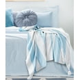 thumbnail image 2 of Ox Bay Aqua Blue Striped Cotton Throw Blanket, 50" x 60", 2 of 11